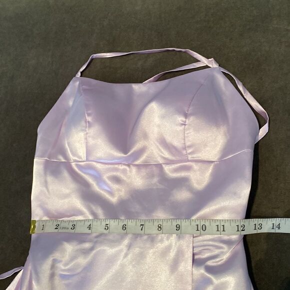 Women’s Purple Full Length Prom Party Dress with Criss Cross Back Ties Size 2 - Picture 10 of 10